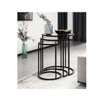 tino furniture Lazio 3'lü Zigon Sehpa Takımı Şeffaf Cam