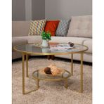 Tino Furniture Luciano Gold Orta Sehpa Temperli Cam Kırılmaz - Altın