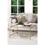 tino furniture Oslo Gold Metal Kare Orta Sehpa Şeffaf Camlı