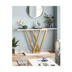 Tino Furniture Paris Gold Metal Beyaz Mermer Desenli Dresuar