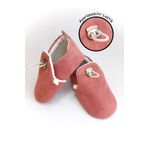 Tiny Feet Pembe Kadife Kaydırmaz Taban, Ayarlanabilir Lastikli Bebek Patik, Kreş Ayakkabısı, Ev Botu Panduf
