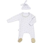 Tiny Lamb Lamb Organik Tulum ve Bere Bebek Seti 2 Parça %100 Organik Pamuk 0-3 Aylık Organik Bebek Seti - 0 - 3 Ay - Beyaz