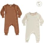 Tiny Lamb Spice Organik Bebek Tulumları - 2 Adet - 2 - 3 Yaş - Kahverengi - Krem