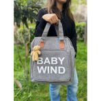 Tiny Wood Baby Wind Anne Bebek Bakım Çantası | Termoslu, Çok Gözlü, Sıvı Geçirmez Sırt ve El Çantası - Açık Gri