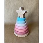 Tiny Wood Waldorf Ahşap Yıldız Kule Ahşap Hanoi Kule Ekolojik Oyuncak Yeşil Pastel Pembe Renk - Standart