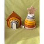 Tiny Wood Waldorf Gökkuşağı Ev ve Ahşap Yıldız Kule Renkli Doğal Ahşap Eğitici Bebek Çocuk Oyuncak Seti - Standart - Kahverengi