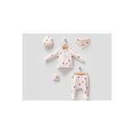 Tiny World Kız Bebek Çilek Desenli Natural 5li Hastane Çıkışı Zıbın Seti