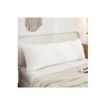 Tinybabyconcept Doğal Pamuklu Uzun Hamile Yastığı Kılıfı 50x135 Cm Ponpon Kenarlı Beyaz, Nefes Alabilir, Dekoratif