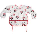 Tinyfeed Uzun Kollu Sıvı Geçirmez Bebek Önlüğü 2-4 Yaş | Mama ve Aktivite Önlüğü-Panda - Kırmızı - 2 - 4 Yaş