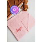 tinykiddesign Bebek Battaniyesi Desenli Triko Örgülü Pembe Bebek Hediyesi Istediğiniz Ismi Nakışla Yazıyoruz