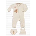 tinylamb Fluffy Bear 3 Parça Yenidoğan Mini Set %100 Organik Pamuk Bebek Hediye Seti