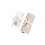 tinylamb Organik Beyaz - Bej Renk Lastikli Bebek Çarşafı 60x120cm - 2 Adet | %100 Organik Lastikli Çarşaf