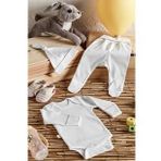tinylamb SNOW STAR Organik Pamuk Penye Yeni Doğan Mini Set - Patikli Pijamalı - 3 Parça