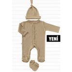 tinylamb Tiny Team 3 Parça Organik Pamuk Yenidoğan Mini Hastane Çıkış Seti-toprak Rengi