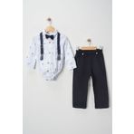 tinytrends Edin Erkek Bebek Desenli Zıbın Gömlek Pantolon Salopet Takım Elbise Bayramlık