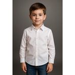tinytrends Erkek Çocuk Beyaz Uzun Kollu Gömlek Classic Askı Papyon Hediyeli Düz Desenli