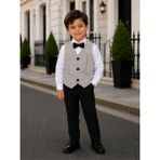 tinytrends Erkek Çocuk Yelek Gömlek Papyon Pantolon Takım Elbise - Bej - 7 Yaş