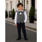 tinytrends Erkek Çocuk Yelek Gömlek Papyon Pantolon Takım Elbise - Füme - 9 Yaş