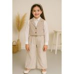 tinytrends Kız Çocuk Keten Yelek ve Pantolon 2'li Takım