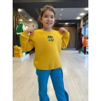 Tinyvoi Bisiklet Yaka Nakışlı 3 Iplik Şardonlu Çocuk Sweatshirt - Turuncu - 9 - 10 Yaş