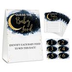 TIOFUNO Guess the Baby Food Parti Oyunları, Baby Shower Oyun Seti, 1 Ayakta İşaret + 25 Cevap Kartı + 6 Numara Kartı, Twinkle Twinkle Little Star Cinsiyet Gösterimi Parti Süslemeleri Malzemeleri -A22