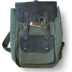Tios Deri Old Cotton Vintage Kanvas Deri Su Geçirmez Laptop Bölmeli Okul Seyahat Kamp Sırt Çantası 31 cm x 44 cm - Renkli - Renkli