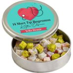 Tıp Bayramı Hediyesi Çifte Kavrulmuş Lokum (Metal Yuvarlak Kutu) 300g