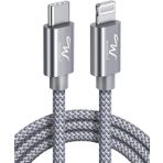 Tip C-lightning Mfi Sertifikalı 20 W Hızlı Şarj, Naylon Örgülü Usb C Kablo, Gri