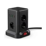 Tipi Çoklu Priz - 3 Usb-A + 1 Type-C Çıkışlı, Akım Korumalı, Tek Tuş Kontrollü Masaüstü