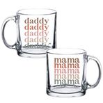 Tipit Drinkware Hamilelik Hediyesi - Anne Baba Cam Kahve Kupası Seti - Yeni Ebeveynler için Hediye Seti - Ebeveynler için Bebek Duş Hediyeleri Anne ve Baba Bekleyen Ebeveynler için Kupalar