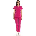 TıpMod Unisex Yarasa Kol Likralı Doktor / Hemşire Forması Fuşya - Fuşya - Pembe - 2XL