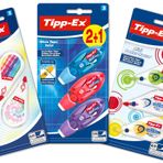 Tipp-Ex düzeltme rulosu seti: 5 mini cep faresi, farklı tasarımlarda ve 3 mikro bant döndürücü, okul külahı, okula başlama ve okula başlama için ideal