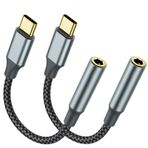 TIPSEAN USB C - 3,5 mm Kulaklık Jak Adaptörü (2'li Paket), iPhone 16 Pro Max/16 Pro, 15 Pro Max/15 Pro/15 Plus, Galaxy S23-S21 Ultra, Pixel, iPad Pro, MacBook (Siyah) için USB-C - Aux Ses Dongle