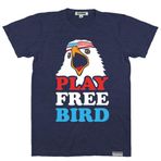 Tipsy Elves Erkek Vatansever Grafik Tişörtleri 4 Temmuz - Erkekler için ABD Amerikan Bayrağı Gömlekleri, Play Free Bird (Lacivert), L