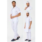 TIPTEKS Erkek Comfort Beyaz Aşçı Ceket + Kep Ve Askılı Önlük - Siyah Biye /Beyaz Pantolon Dörtlü Set