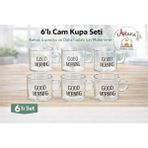 Tiran 6’lı 120 ml Kulplu Cam Fincan,good Morning Yazılı,çizgili Cam Kupa Espresso Türk Kahvesi Fincanı - Şeffaf