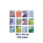 TiriStore Tiri Store 30x45 cm Baskılı Bantlı Metalize Hediye Poşeti 100 Adet, Karışık