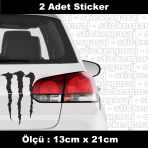 Tırnak Pençe Canavar Sticker Etiket - 2 Adet Araba Kask Motosiklet Laptop Tablet Pc Atv Uyumlu Sticker 2 Adet