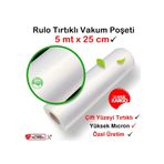 Tırtıklı Rulo Vakum Torbası-Poşeti 25Cm X 5Mt-Çift Yüzey Tırtıklı