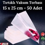 Tırtıklı Vakum Makinesi Poşeti Torbası - 15X25 Cm - 50 Adet