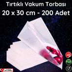Tırtıklı Vakum Makinesi Poşeti Torbası - 20X30 Cm - 200 Adet
