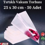 Tırtıklı Vakum Makinesi Poşeti Torbası - 25X30 Cm - 50 Adet