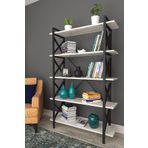 Tiryaki Aksesuar Metal Paris Kitaplık 5 Raflı Antik Beyaz 90 cm