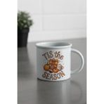 Tis The Season Baskılı Enamel Görünümlü Seramik Vintage Kupa Bardak - Beyaz