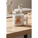 Tis The Season Baskılı Hediyelik T Kulplu Latte Fincanı Kupa Bardak, QB1L8146