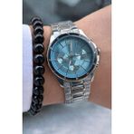 Tisaati Premium Lüks Exclusive Tasarım Özel Üretim Metal Kordon Erkek Kol Saati-Bileklik Hediyeli - Turkuaz