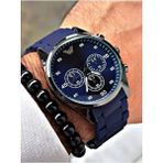Tisaati Premium Tasarım Silikon Kordon Exclusive Serisi Metal Kasa Erkek Kol Saati-Bileklik Hediyeli - Lacivert