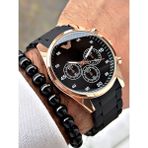 Tisaati Premium Tasarım Silikon Kordon Exclusive Serisi Metal Kasa Erkek Kol Saati-Bileklik Hediyeli - Metalik
