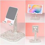 TISHAA Bling Rhinestone Göz Alıcı Evrensel Cep Telefonu Standı, Masa için Açı Ayarlanabilir Telefon Standı, Ofis için Tablet Tutucu Standı, Tüm Akıllı Telefonlar, Tabletler ile Uyumlu (Beyaz)