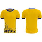 Tişört Boxy Kesim Kısa Kollu Düz Etek Ucu Düz - Sarı - Lacivert - 2XL